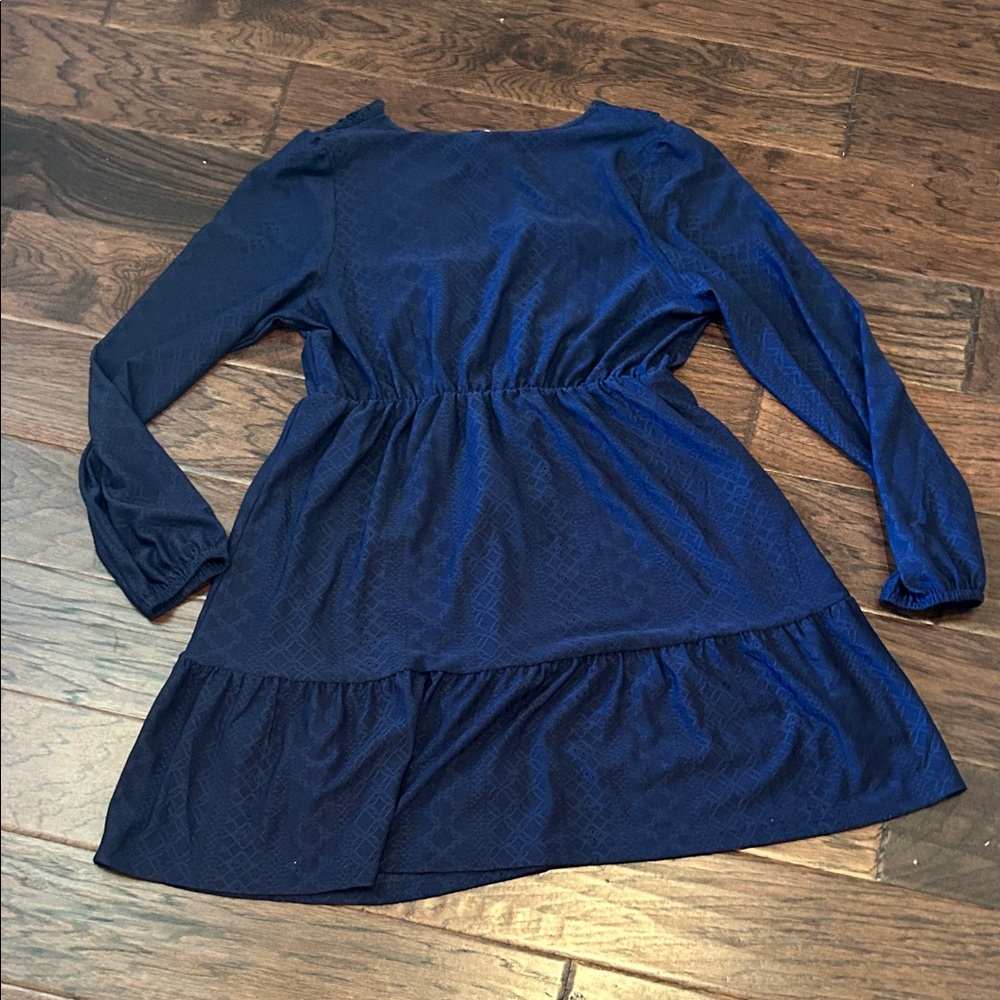 NEW Dokotoo Navy Blue Long Sleeve Tiered Dress - Picture 3 of 4